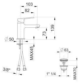 miscelatore lavabo - rubinetti bagno - scheda tecnica