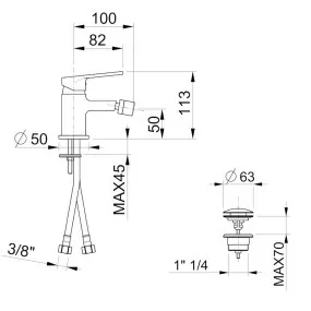 Mitigeur de bidet - robinetterie de salle de bain - fiche technique