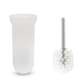 Brosse de salle de bain-gobelet de brosse de salle de bain en verre dépoli + remplacement de brosse de toilette-pièces de rechan