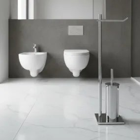 Support WC de salle de bain en laiton chromé, base rectangulaire 13 x 15 cm