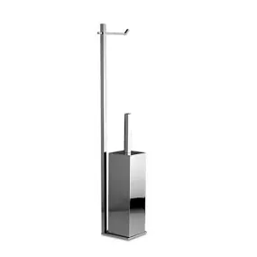 Piantana water da bagno quadrata in ottone cromato, base cm 10 x 10