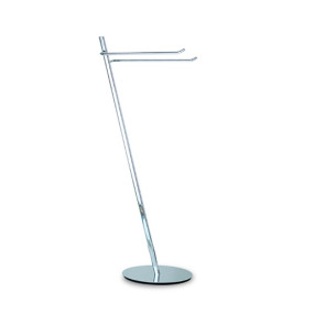 Porte-serviettes en laiton chromé, design ovale incliné - lampadaire salle de bain