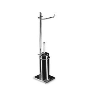 Piantana water da bagno in ottone cromato con base rettangolare