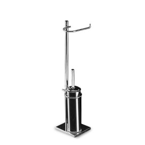 Support WC en laiton chromé avec base rectangulaire - support salle de bain
