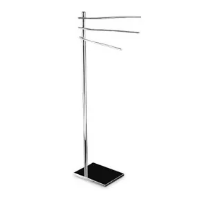 Piantana lavabo porta salviette da bagno in ottone cromato base quadrata