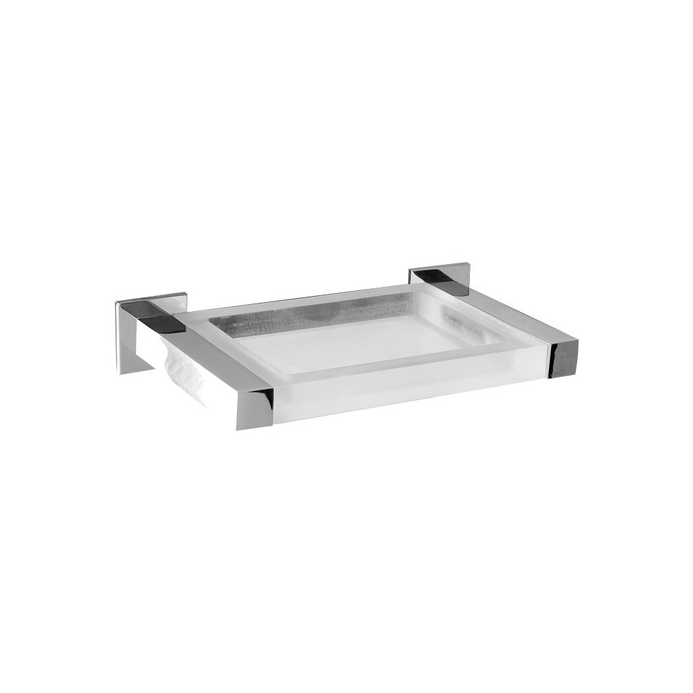 Porta sapone da bagno a parete linea Picasso in ottone cromato e plexiglas satinato