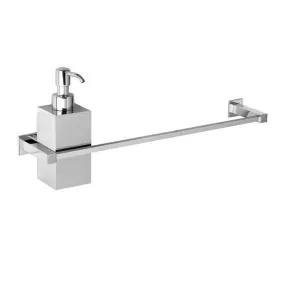 Porte-serviettes 40 cm + distributeur de savon liquide salle de bain ligne Picasso en laiton chromé