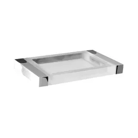 Freistehender Badezimmer-Seifenhalter der Picasso-Linie aus verchromtem Messing und satiniertem Plexiglas