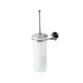 Porte-brosse WC mural de salle de bain Elite Line en laiton chromé et verre satiné