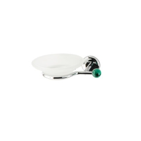 Porte-savon de salle de bain ligne Elite en laiton chromé et extrémités en verre coloré - accessoires de salle de bain