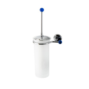 Elite Line Wand-WC-Bürstenhalter für Badezimmer aus verchromtem Messing und satiniertem Glas mit Enden aus farbigem Glas – Badez