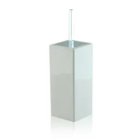 Porte-brosse WC salle de bain carré - sol céramique et laiton chromé