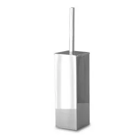 Porte-brosse WC salle de bain antibactérien carré sur pied - sol en laiton chromé