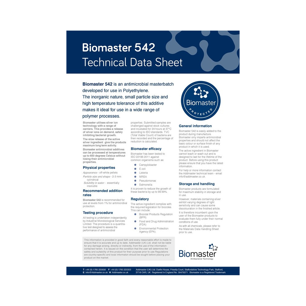 Additivo antibatterico Biomaster 542