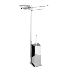 Piantana water bidet antibatterica da bagno quadrata in ottone cromato.