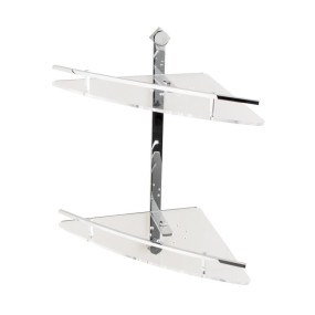 Etagère de douche d'angle 2 étagères en laiton chromé et plexiglas - accessoires de douche