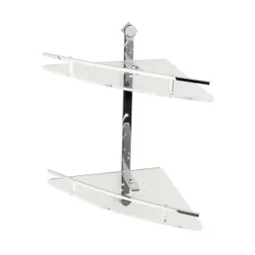 Etagère de douche d'angle 2 étagères en laiton chromé et plexiglas - accessoires de douche