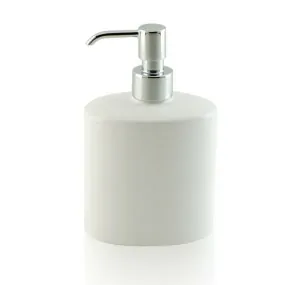 Dispenser - dosatore di sapone ovale da appoggio in ceramica e ottone cromato