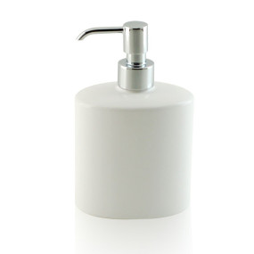 Distributeur - distributeur de savon de comptoir ovale en céramique et laiton chromé - accessoires de salle de bain