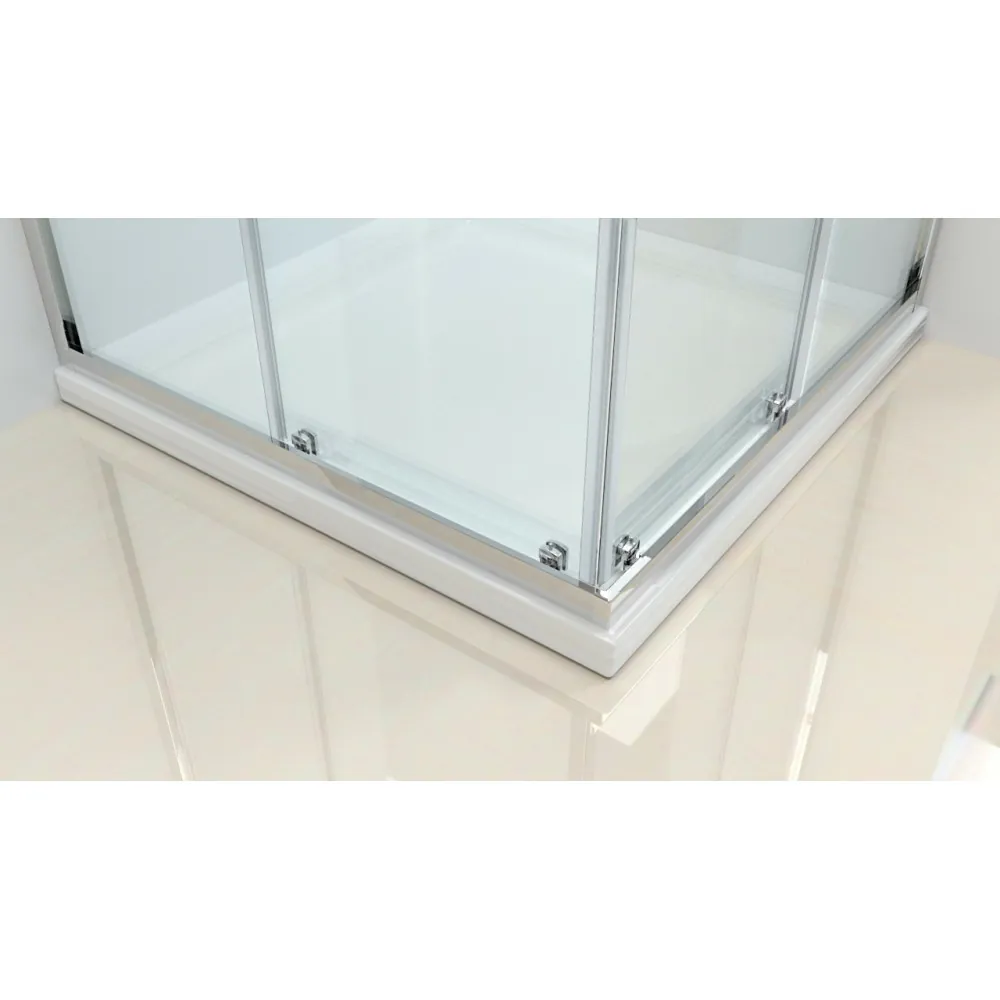 Duschabtrennung auf 2 Seiten, 6 mm transparentes Antikalkglas, Doppelschiebetür