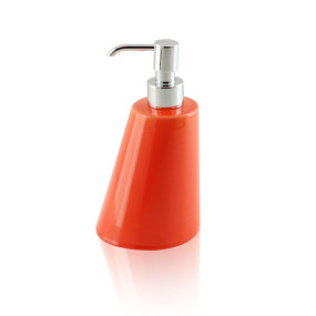 Dispenser - dosatore di sapone liquido da appoggio in ceramica e ottone cromato - accessori bagno