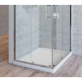 Duschabtrennung auf 2 Seiten, 6 mm transparentes Antikalkglas, Doppelschiebetür