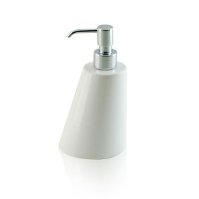 Distributeur - distributeur de savon liquide à poser en céramique et laiton chromé - accessoires de salle de bain