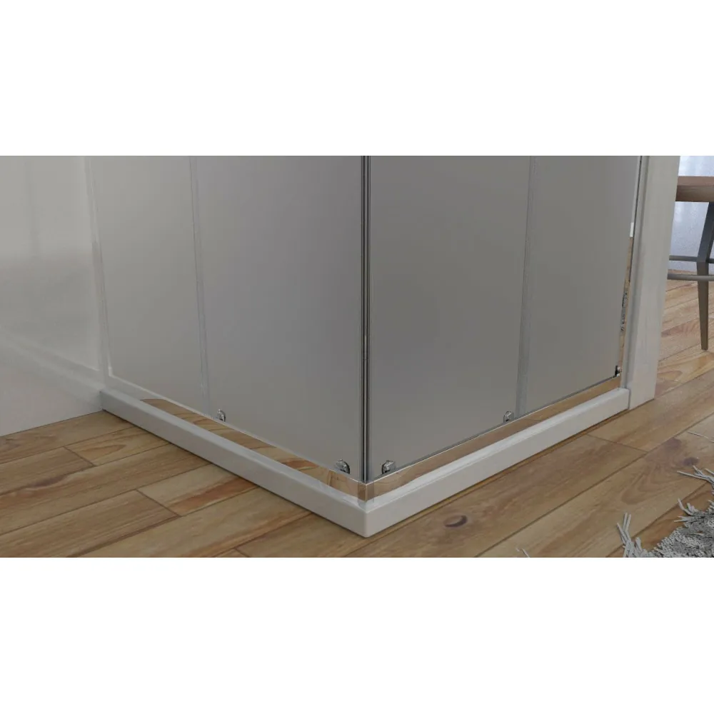 Duschabtrennung auf 2 Seiten, 6 mm satiniertes Antikalkglas, Doppelschiebetür