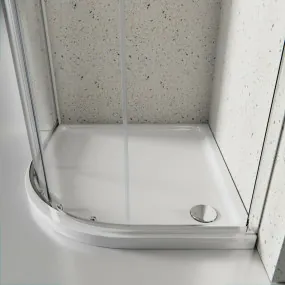 Cabine de douche semi-circulaire 2 faces en verre anticalcaire satiné 6 mm avec double porte coulissante