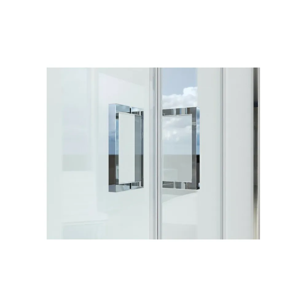 Cabine de douche vitrée 2 faces avec porte coulissante + côté fixe