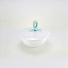 Outlet complementi bagno - porta oggetti ceramica bianca - celeste