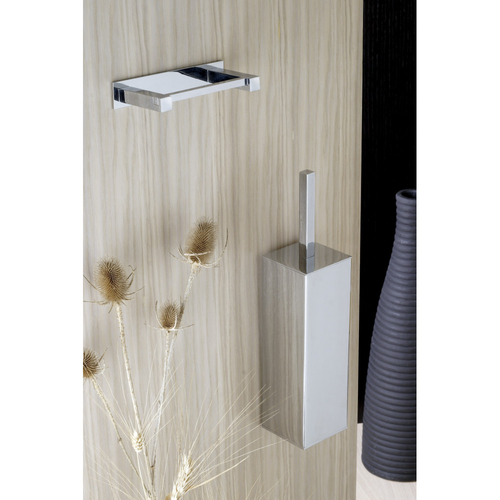 Scopino bagno quadrato in ottone cromato a parete - scopino bagno