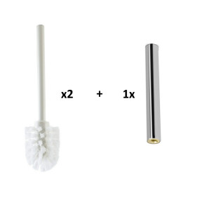 Badezimmerbürste - Ersatz-Toilettenbürste 6,5 x 24,5 cm 2 Stück + 1 Stück verchromter Messingbürstengriff - Ersatz-Badezimmerbür
