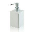 Dispenser - dosatore di sapone quadrato da appoggio in ceramica e ottone cromato - accessori bagno