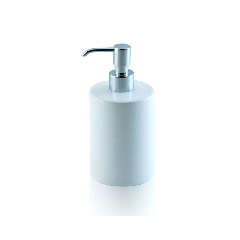 Dispenser - dosatore di sapone liquido da appoggio in ceramica e ottone cromato