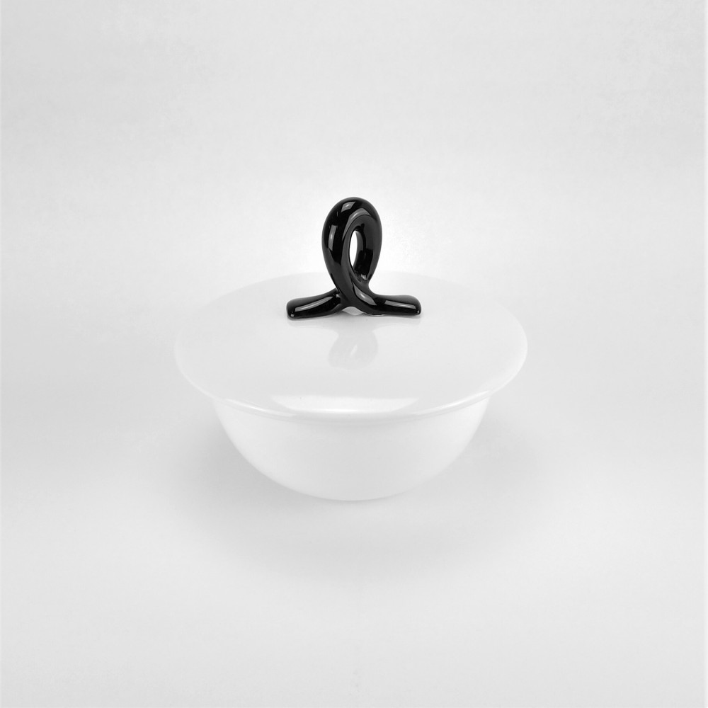 Outlet complementi bagno - porta oggetti ceramica bianca - nero