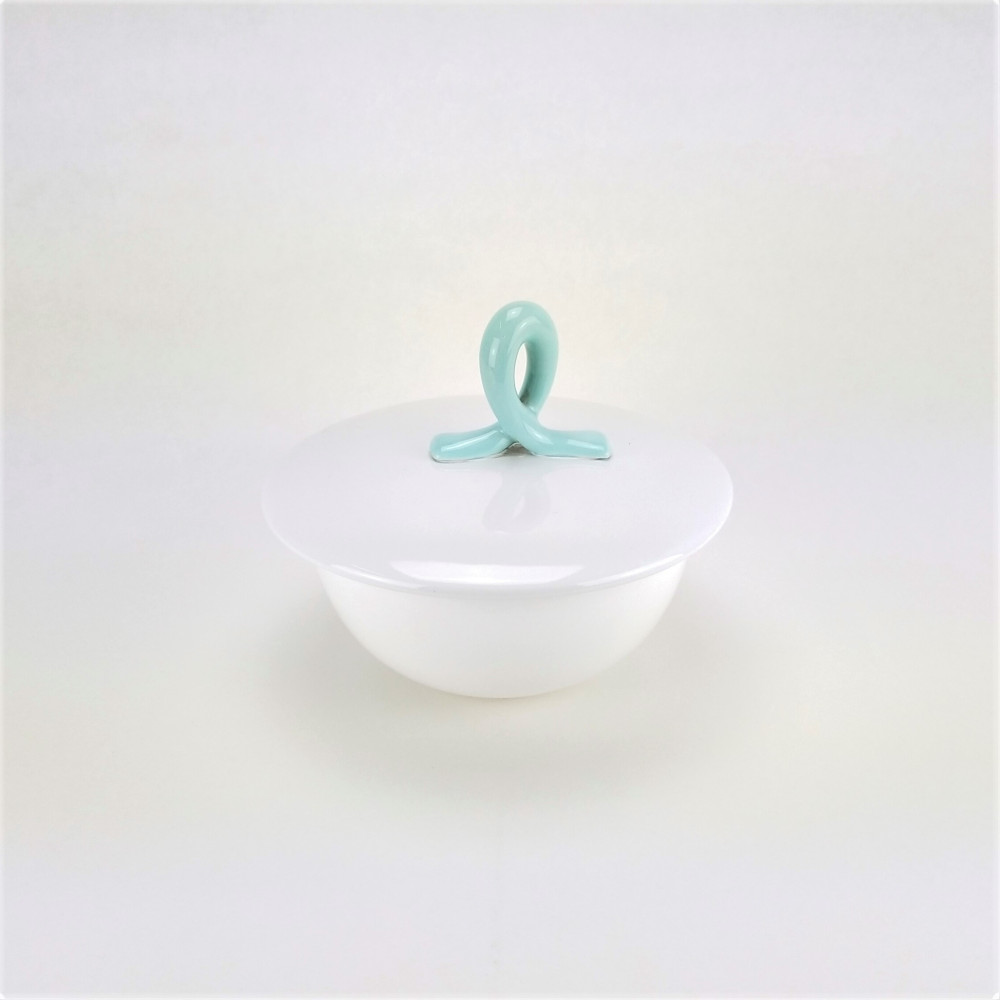 Outlet complementi bagno - porta oggetti ceramica bianca - celeste
